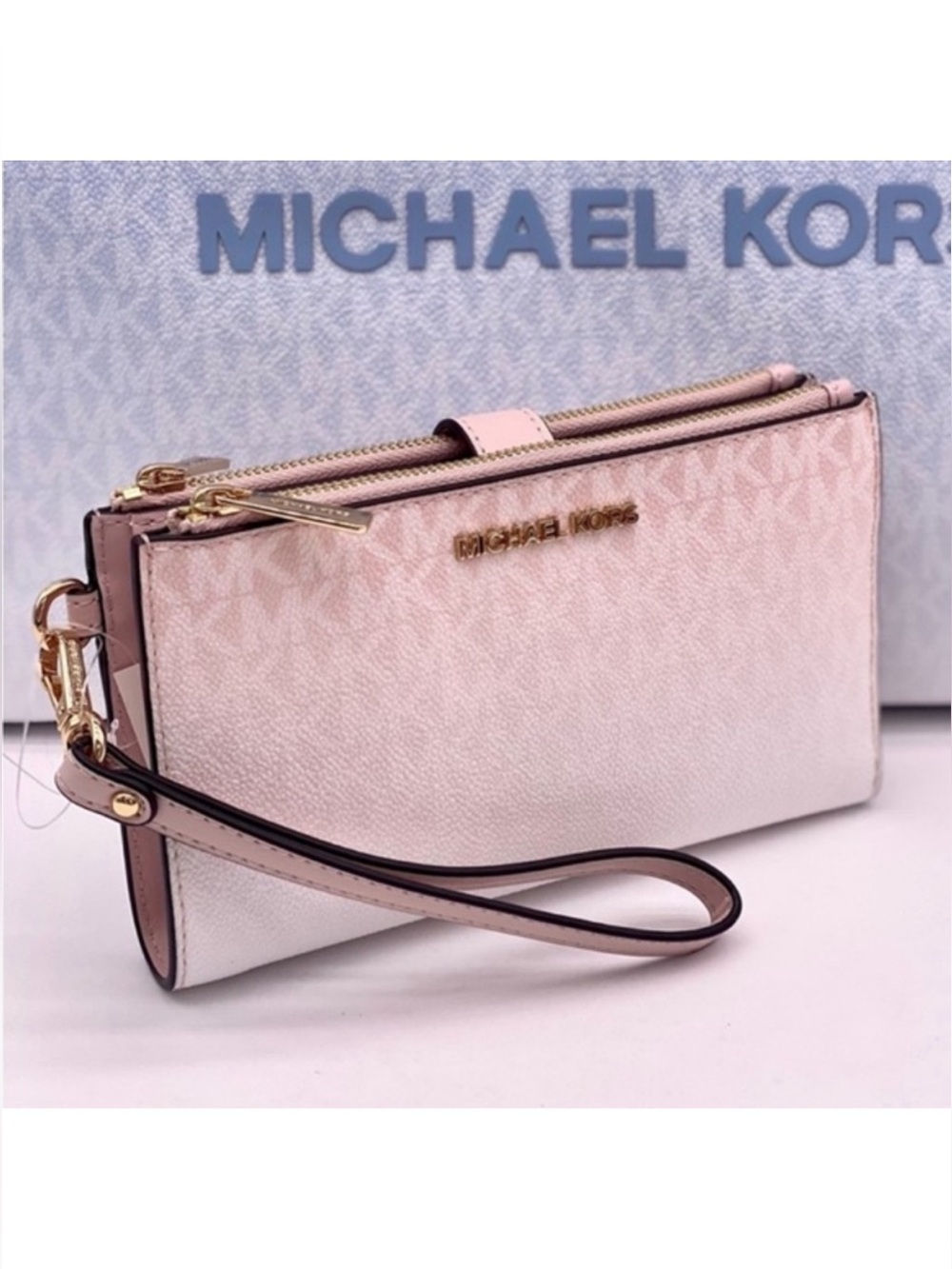 MICHAEL KORS Jet Set Large Ombré Signature Logo Wristlet Phone Holder Wallet